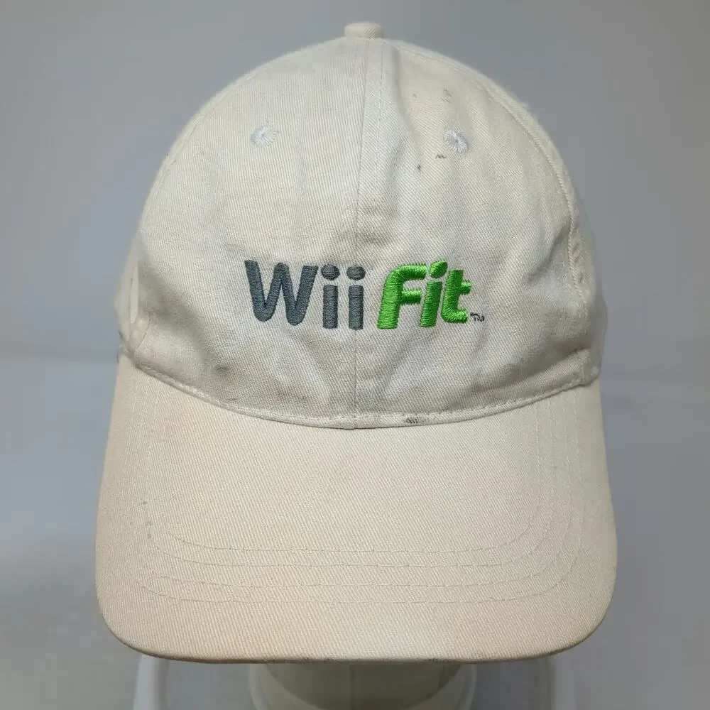 BDA Baseball Cap Beige Wii Fit Slideback Nintendo Video Game Logo Hat Vintage